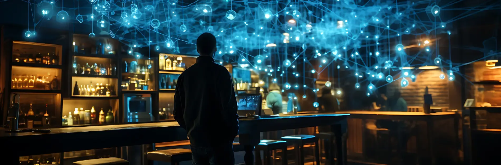Futuristic restaurant showing how AI will change the future of the industry