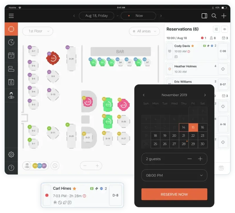 Hostme reservation and table management system