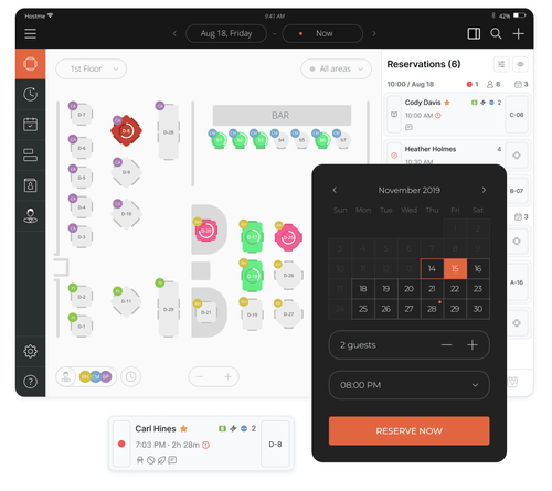 Hostme app interface and booking widget